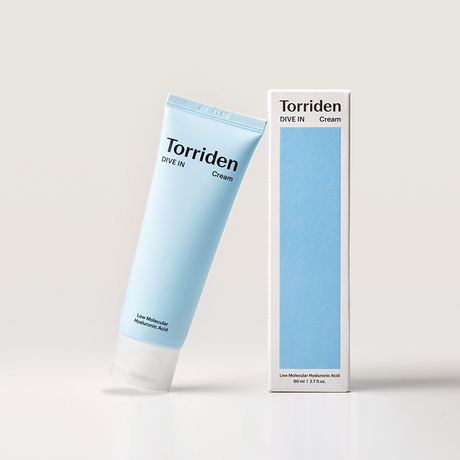 Torriden DIVE-IN Low Molecular Hyaluronic Acid Cream: Hydrates and soothes skin. Prevents moisture loss. Silky texture.