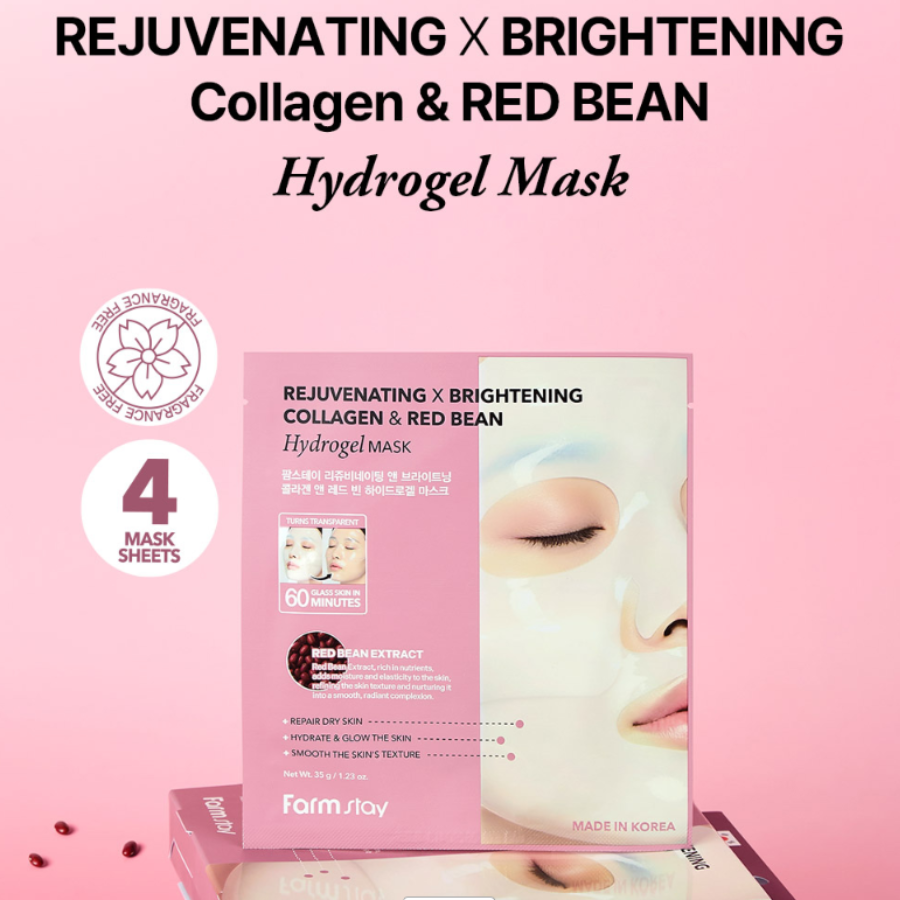 Farmstay Rejuvenating & Brightening Collagen & Red been Hydrogel Mask