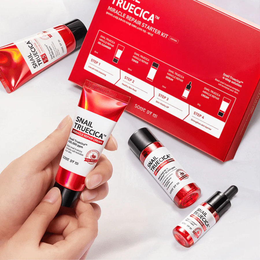 SOME BY MI Snail Truecica Miracle Repair Starter Kit: Revitalizing 4-step set for clear, bright, silky-soft skin