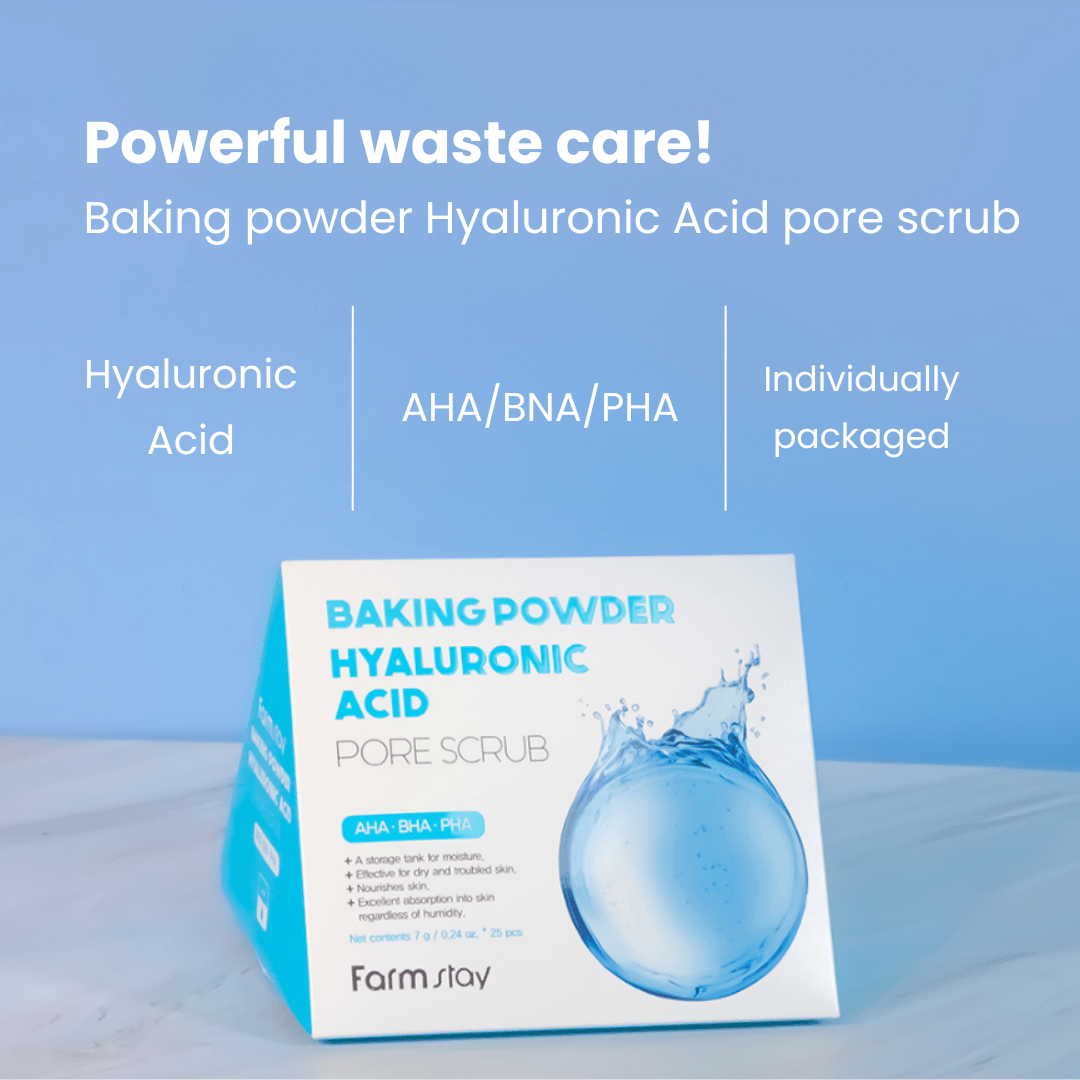 Farmstay Baking Powder Hyaluronic Acid Pore Scrub (7g x 25) - UShops, reduce pore size, korea, north america