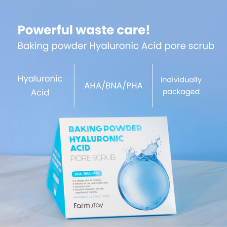 Farmstay Baking Powder Hyaluronic Acid Pore Scrub (7g x 25) - UShops, reduce pore size, korea, north america
