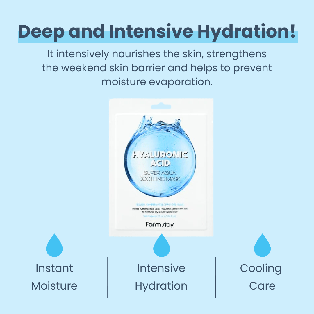 Farmstay Hyaluronic Acid Super Aqua Soothing Mask (10 sheets) - UShops