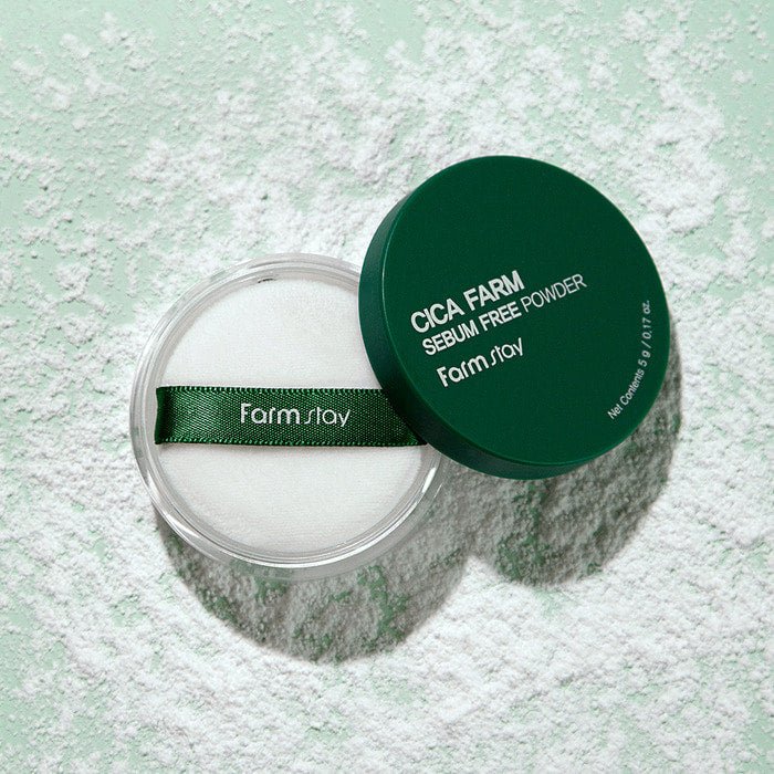Farmstay Cica Farm Sebum Free Powder: Multi-purpose powder for makeup fixing, oil control, bangs, and eye primer.