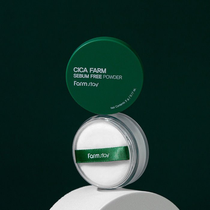 Farmstay Cica Farm Sebum Free Powder: Multi-purpose powder for makeup fixing, oil control, bangs, and eye primer.