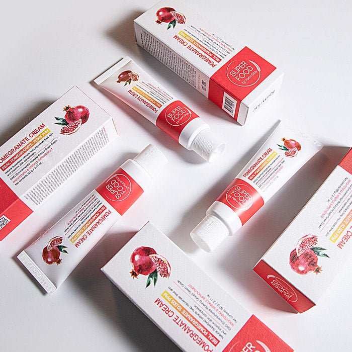 Superfood Pomegranate Cream: Moisturize, brighten, and improve skin elasticity while reducing wrinkles for revitalized skin.