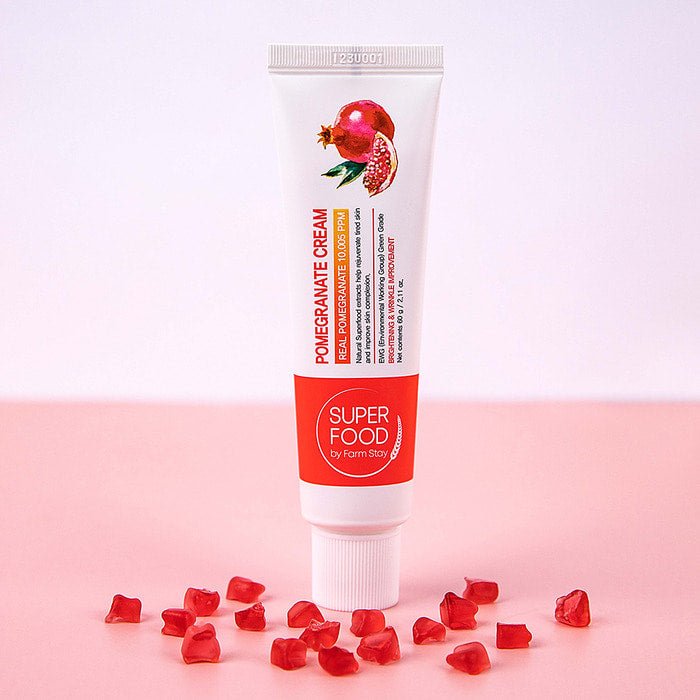 Superfood Pomegranate Cream: Moisturize, brighten, and improve skin elasticity while reducing wrinkles for revitalized skin.