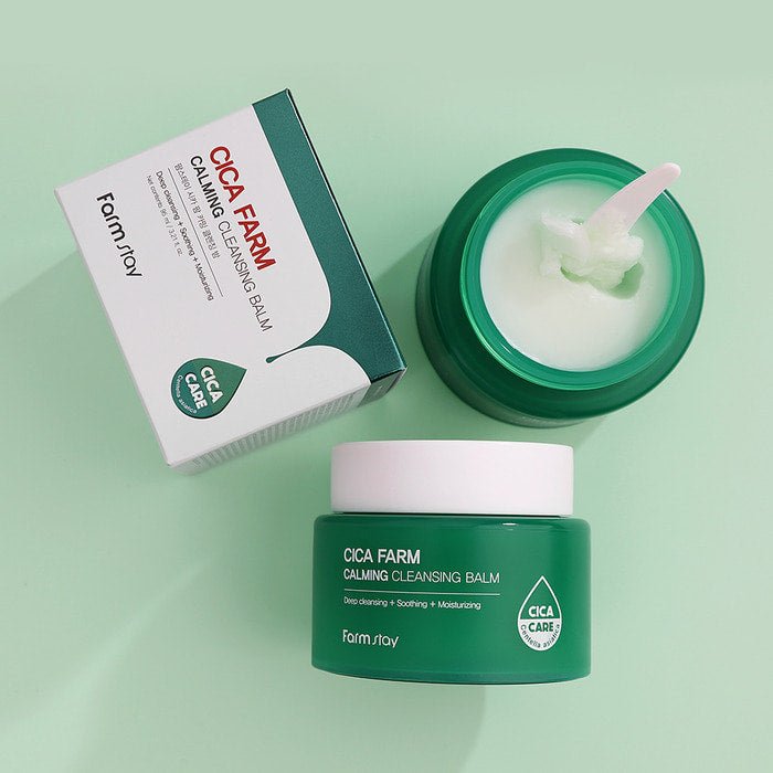 Farmstay Cica Farm Calming Cleansing Balm: Soothes skin, removes makeup and impurities. With Centella Asiatica.