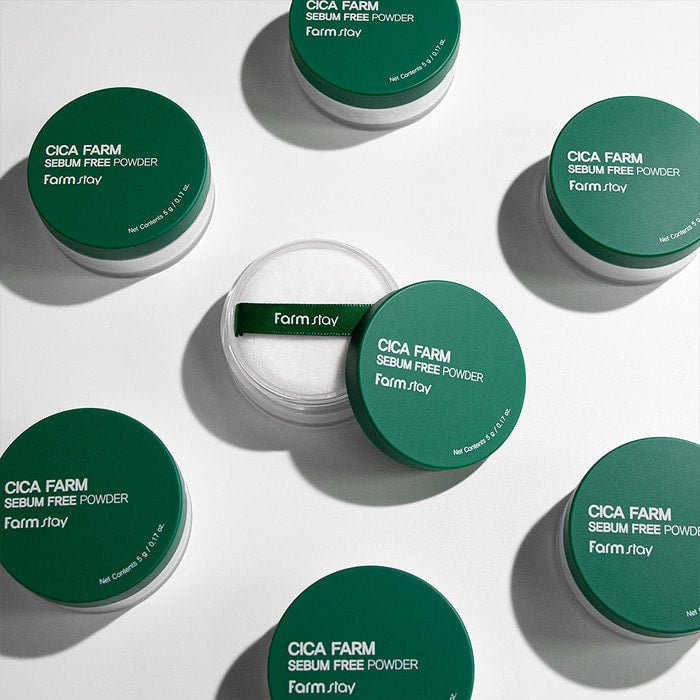 Farmstay Cica Farm Sebum Free Powder: Multi-purpose powder for makeup fixing, oil control, bangs, and eye primer.