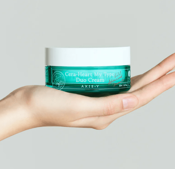 AXIS-Y Cera-Heart My Type Duo Cream: Duo cream for balanced personalized skincare. Blue gel for T Zone, cream for U Zone.