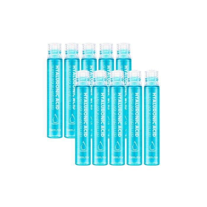 Farmstay Hyaluronic Acid Super Aqua Hair Filler: Nourish dry, brittle hair. Strengthens strands, moisturizes scalp.