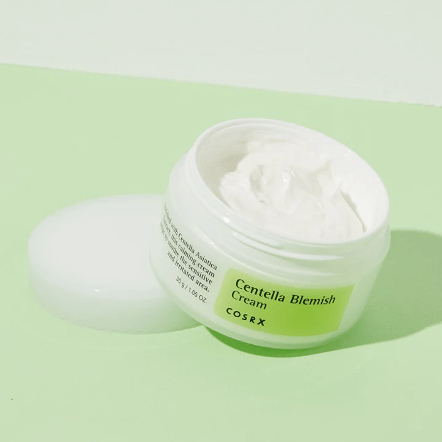 COSRX Centella Blemish Cream: Soothes sensitive skin, calms redness and helps prevent dark acne scars. With Centella Asiatica