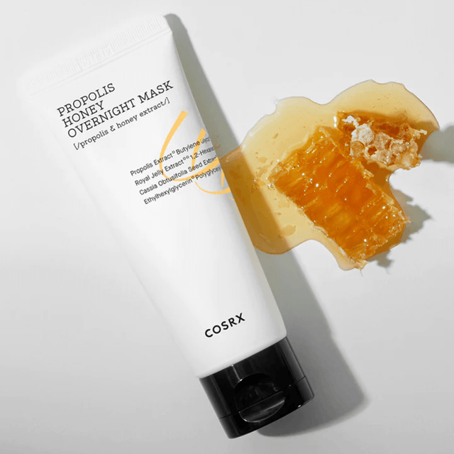 COSRX Full Fit Propolis Honey Overnight Mask: Intensive hydration, refreshing moisture, cools down sunburn or heated skin.