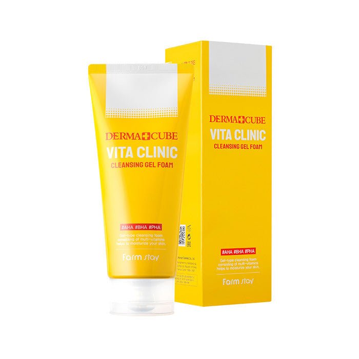 Farmstay - Derma Cube Vita Clinic Cleansing Gel Foam - Face Cleanser - Ushops - Korea skincare