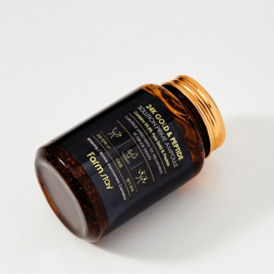 Farmstay 24K Gold & Peptide Solution Prime Ampoule: Anti-aging. Wrinkle reduction. Brightening. Moisture-locking and Soothing