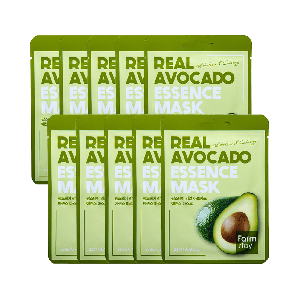Farmstay Avocado Essence Mask Moisturizes, strengthens skin barrier, brightens dull spots. For quick hydration, nourishment.