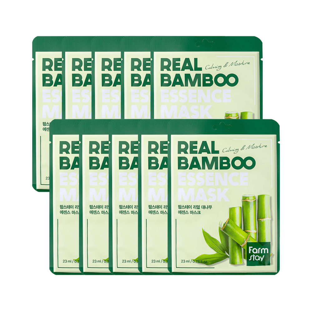 Farmstay Bamboo Essence Mask: Moisturizes, balances water and oil, leaves skin fresh. Bamboo extract for moisturized skin.