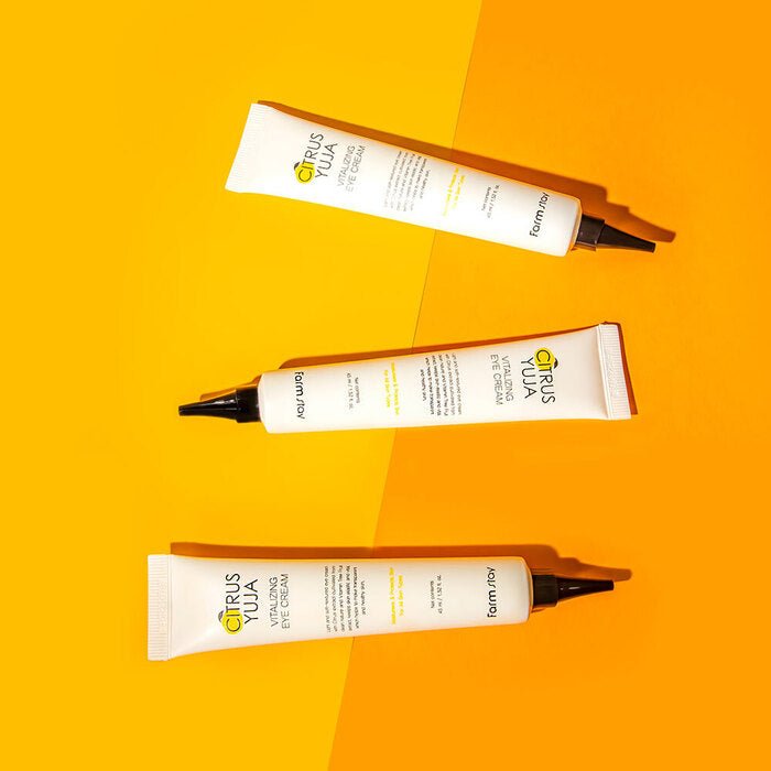 Farmstay Citrus Yuja Eye Cream: Reduces wrinkles. Eliminates dark circles. Improves elasticity. Boosts hydration.