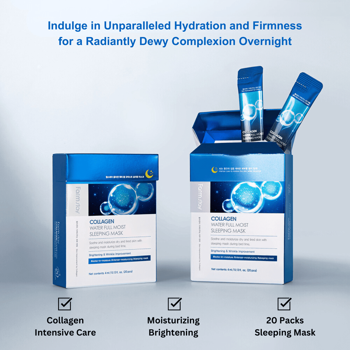 Farmstay Collagen Water Full Moist Sleeping Mask (4ml x 20) - UShops, anti wrinkle, anti-ageing