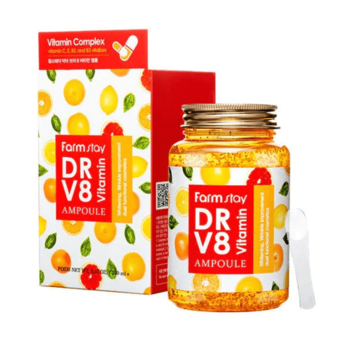 Farmstay Dr. V8 Vitamin Ampoule: Revitalize and protect your skin with this nutrient-rich ampoule. Anti-aging.