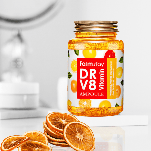 Farmstay Dr. V8 Vitamin Ampoule: Revitalize and protect your skin with this nutrient-rich ampoule. Anti-aging.