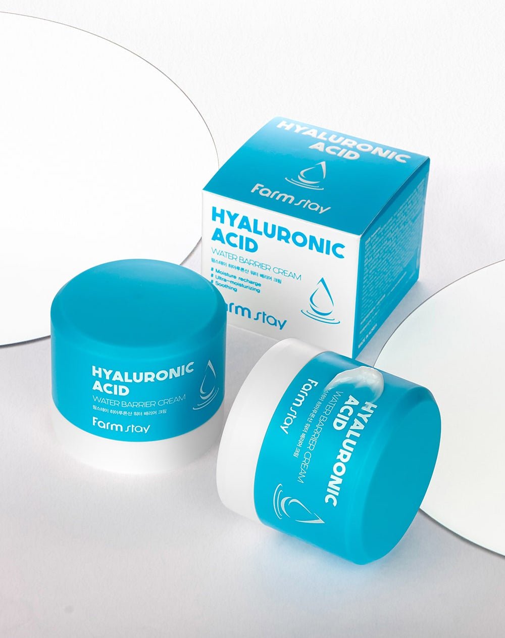 Farmstay Hyaluronic Acid Water Barrier Cream: Reduces wrinkles, brightens skin, improves moisture, soothes skin.