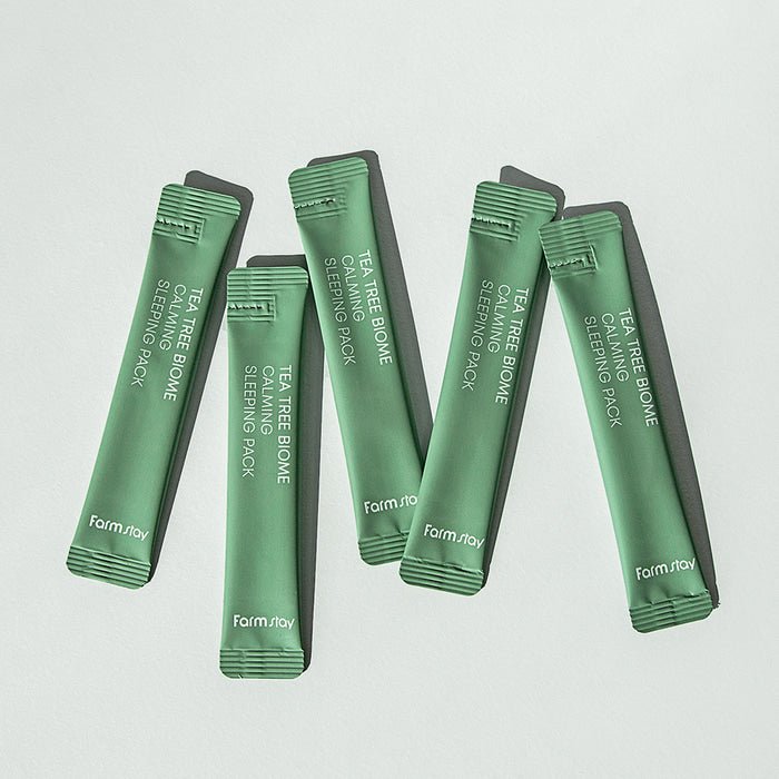 Farmstay Tea Tree Sleeping Pack: Soothes dry and sensitive skin. Reduces irritation and improves elasticity. Moisturizing.