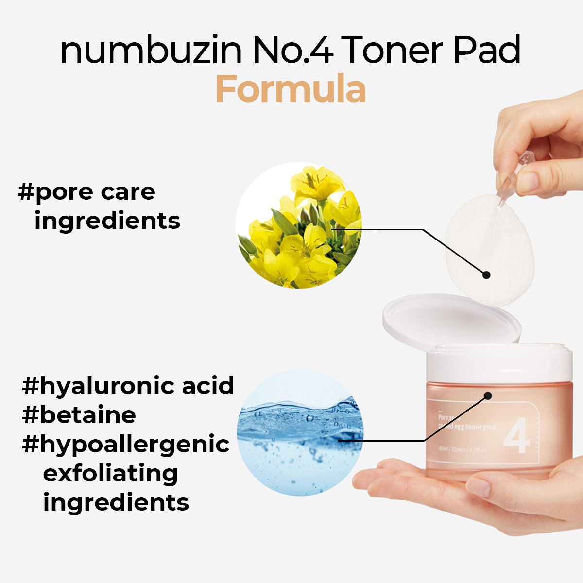 Numbuzin No.4 Pore Zero Peeled Egg Toner Pad (190ml / 70pads ) - UShops