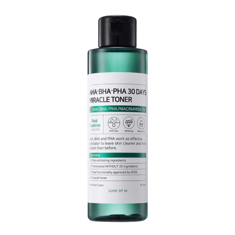 SOME BY MI AHA.BHA.PHA 30 Days Miracle Toner: Exfoliating toner with AHA, BHA, PHA. Promotes clear, smooth skin.