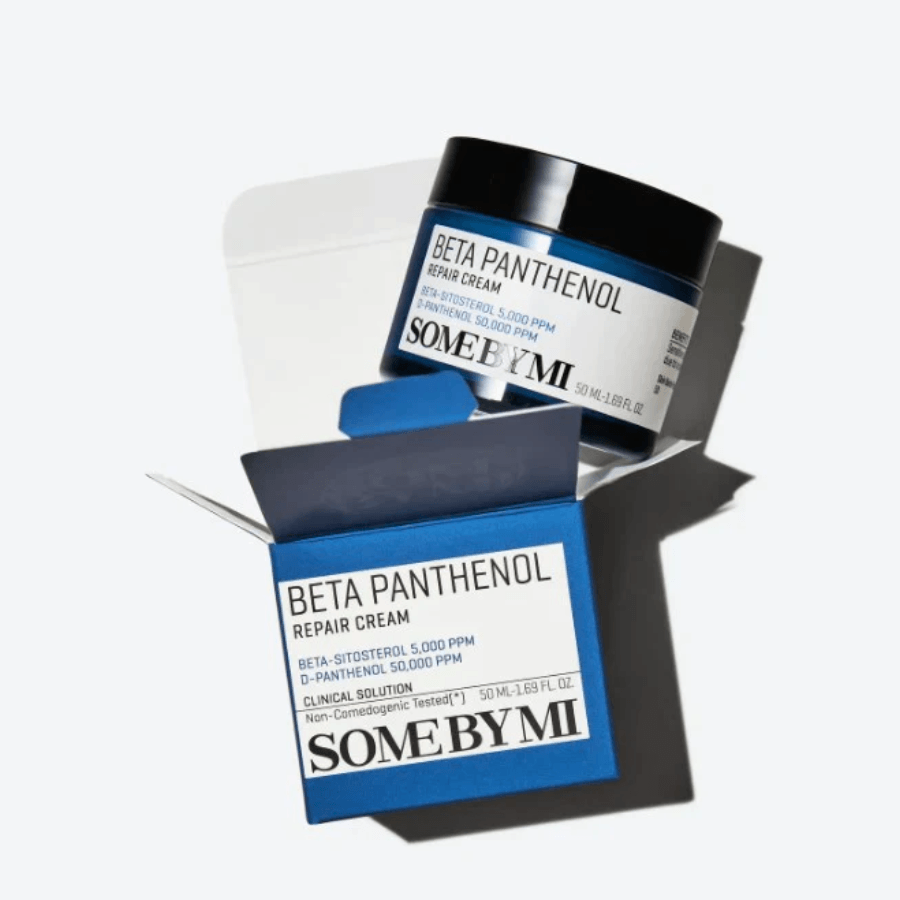 SOME BY MI Beta Panthenol Repair Cream: pH-balancing, non-comedogenic cream. Controls oil, improves wrinkles, soothes skin.