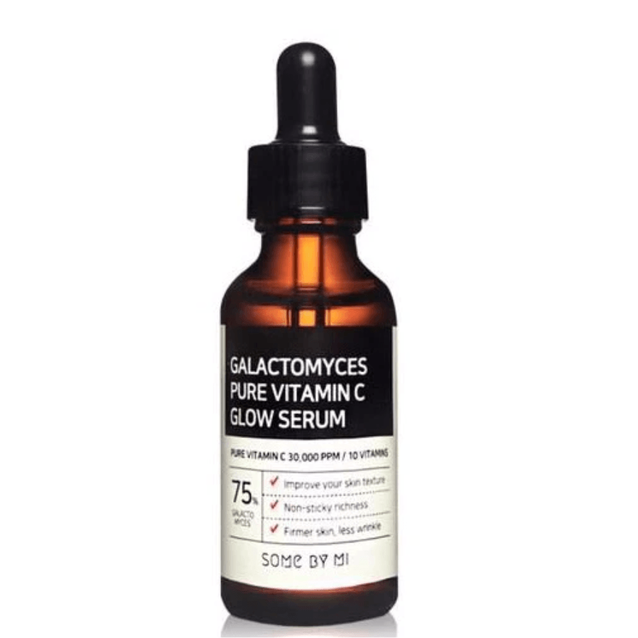 SOME BY MI Galactomyces Pure Vitamin C Glow Serum: Brightening serum with 75% Galactomyces Ferment Filtrate for radiant skin.