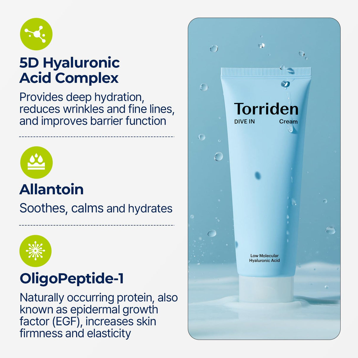 Torriden DIVE-IN Low Molecular Hyaluronic Acid Cream (80ml) - UShops