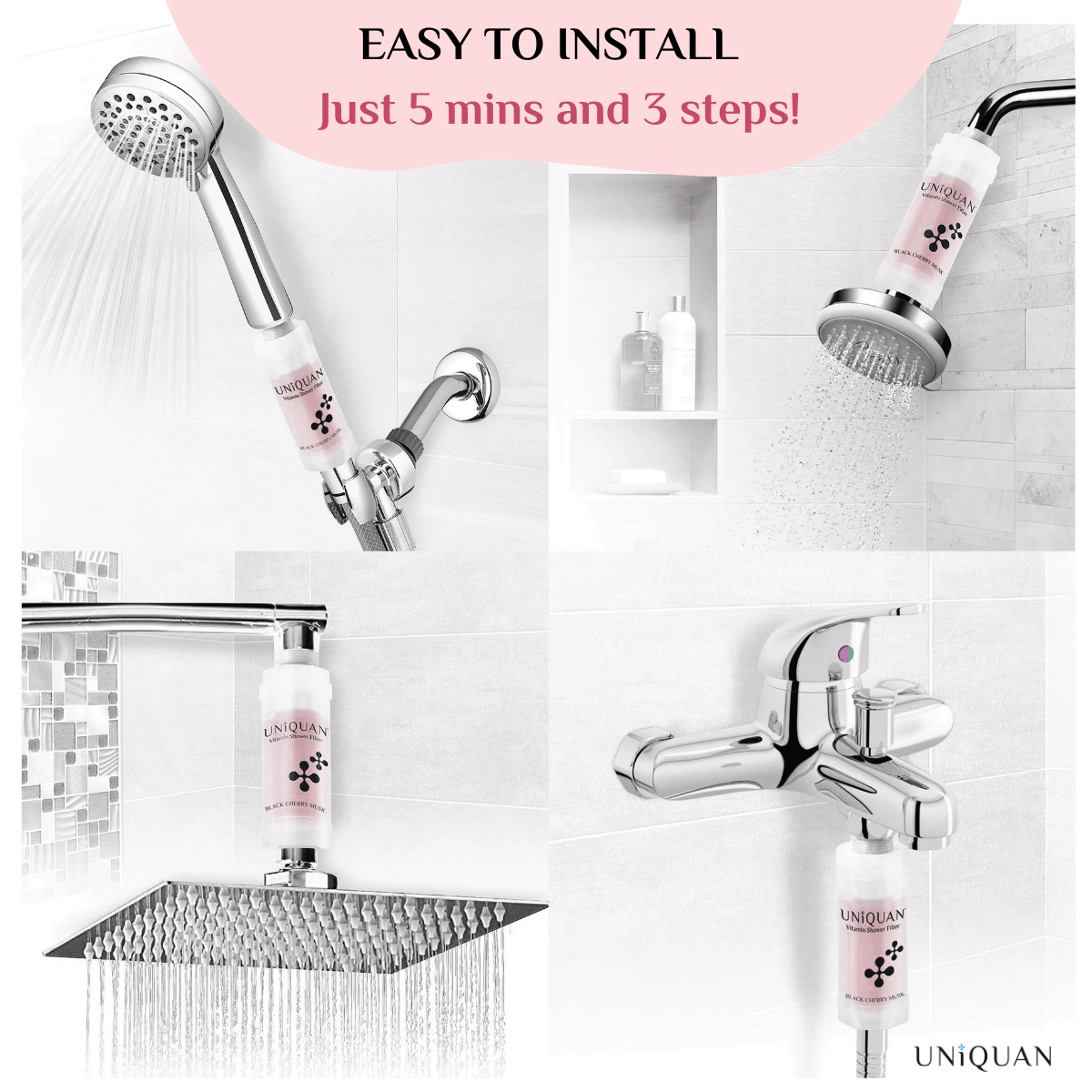 Uniquan Vitamin Shower Filter - Black Cherry Musk - UShops, Forest Bathing,
Vitamin Shower Filter, Antioxidation, Moisture