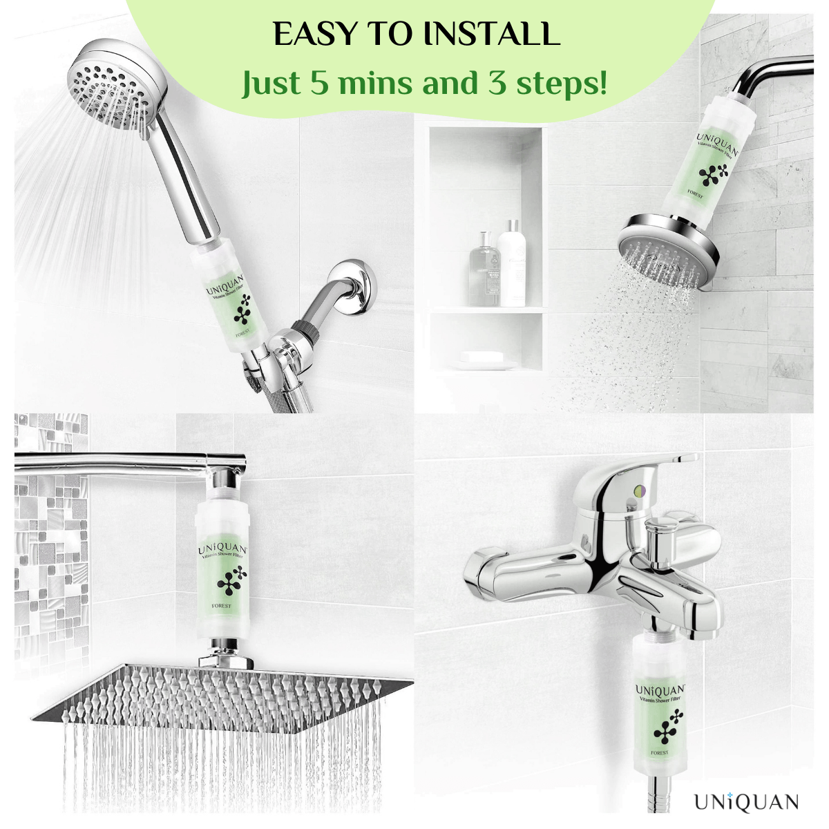 Uniquan Vitamin Shower Filter - Forest - UShops, Romance & Relaxation, Chlorine Removal Vitamin C, Continuous Moisturization