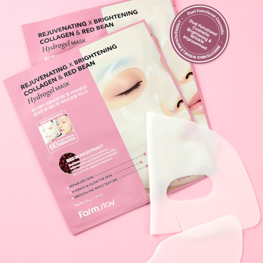 Farmstay Rejuvenating & Brightening Collagen & Red been Hydrogel Mask