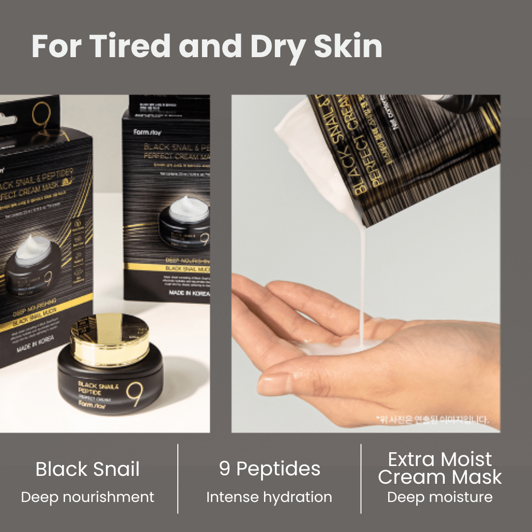 Farmstay Black Snail & Peptide 9 Perfect Cream Mask (10sheets) - UShops