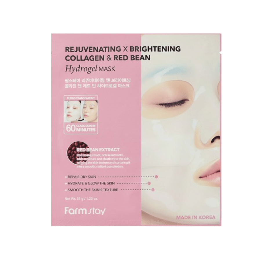 Farmstay Rejuvenating & Brightening Collagen & Red been Hydrogel Mask - UShops
