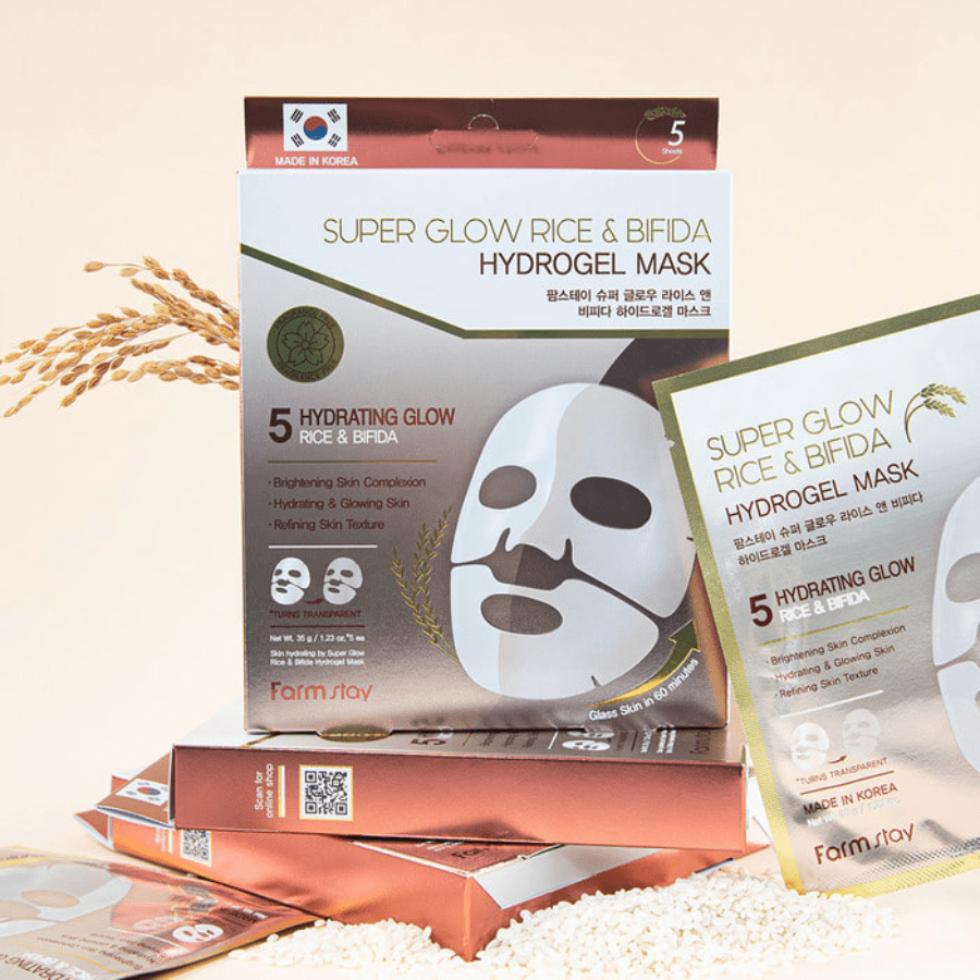 Farmstay Super Glow Rice & Bifida Hydrogel Mask - UShops
