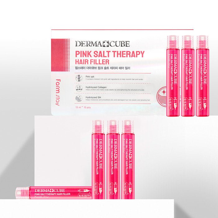 Farmstay - Derma Cube Pink Salt Therapy Hair Filler - Ushops - Korea Hair Treatment