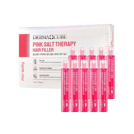 Farmstay - Derma Cube Pink Salt Therapy Hair Filler - Ushops - Korea Hair Treatment