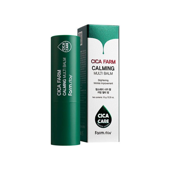 Farmstay Cica Farm Calming Multi Balm: Soothes, moisturizes, balances water and oil, brightens skin, improves elasticity.