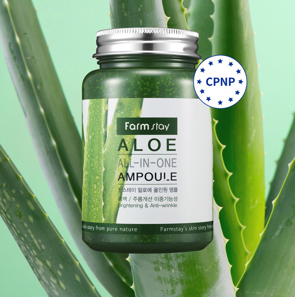 Farmstay Aloe All-in-One Ampoule: Soothes and moisturizes dry skin. Protective moisture barrier. Long-lasting hydration