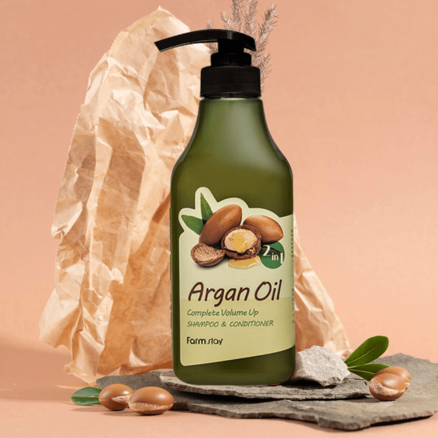 Farmstay Argan Oil Complete Volume Up Shampoo & Conditioner: Moisturizes, hydrates, and strengthens hair. Scalp care.