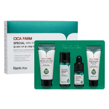 Farmstay Cica Farm Special Mini Kit: 4-piece set with centella asiatica extract for soothing skin, balancing oil and moisture