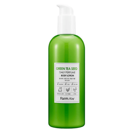 Farmstay Green Tea Seed Daily Perfume Body Lotion: Hydrate and protect your skin with green tea, forming a moisture barrier.