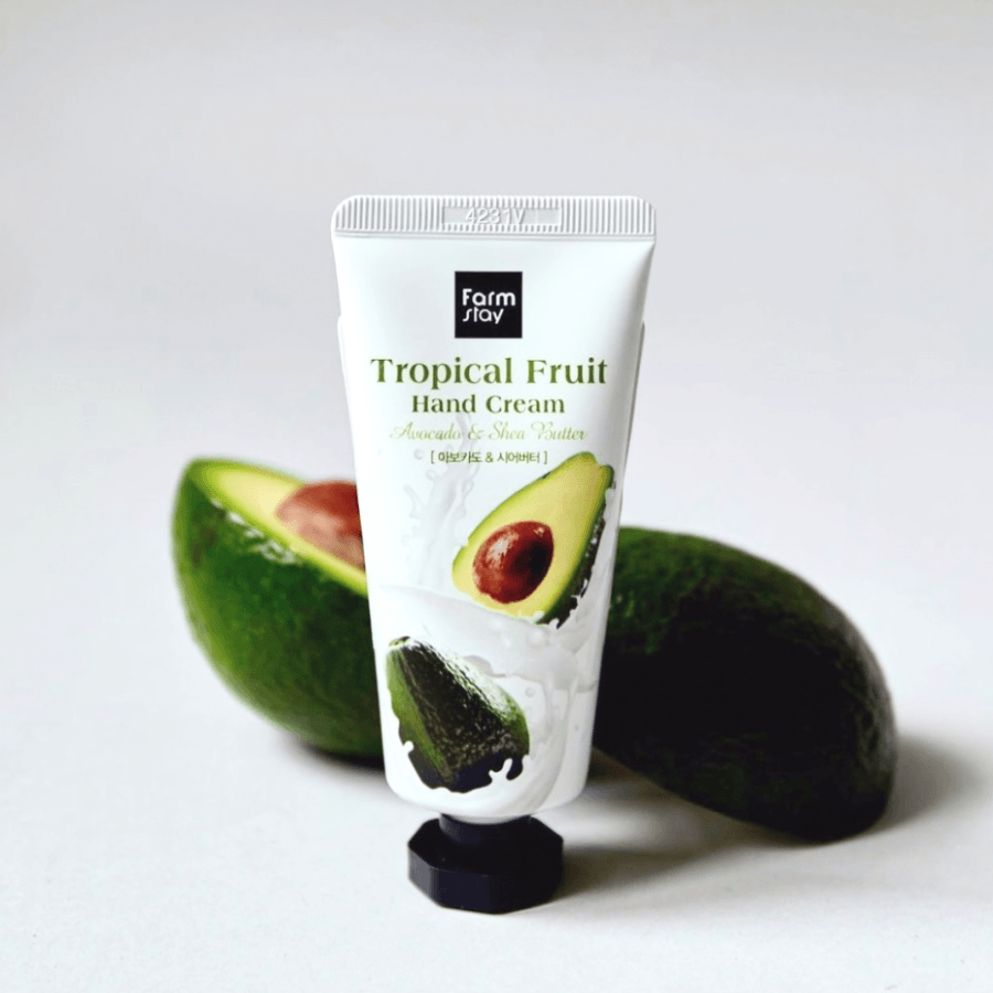 Farmstay Avocado & Shea Butter Hand Cream: Nourishes dry hands with avocado extract. Fast-absorbing, non-sticky, sweet aroma.