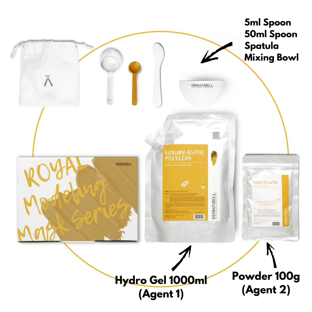 Hydro Jelly Modeling Mask - Gold - Dermabell - Ushops - Korean Skin Care, Cooling Gel Mask, Gel Modeling Mask