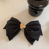 Korean Style Black Bow With Irregular Heart Oversized Hair Clips - UShops