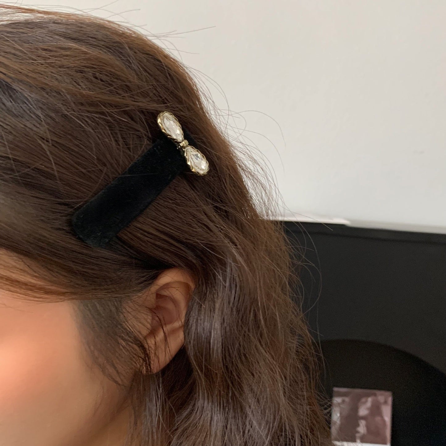 Korean Style Black Velvet Bow Hair Clips - UShops