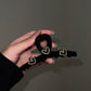 Korean Style Black Velvet Hair Clips With Hearts (2 sizes) - UShops