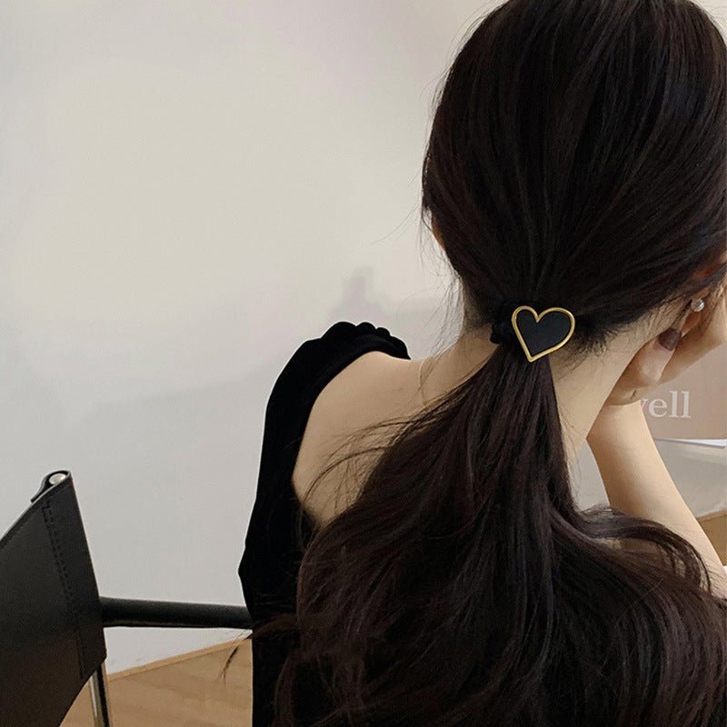 Korean Style Metal Heart Scrunchies Hair Ties (3 colors) - UShops